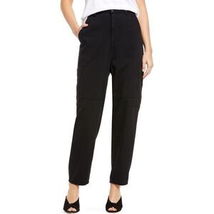 AG Adriano Goldschmied Women's Black Renn Cargo High Rise Barrell Pants 30 NWOT